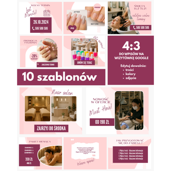 Gotowe Posty na Wizytówkę Google – Pakiet Beauty (10 szablonów) 9
